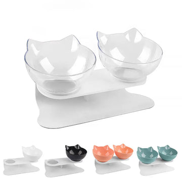 Ergonomische Anti-Rutsch Doppelnapfstation – Futter- & Wasserschalen für Katzen