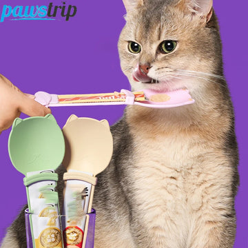 PawStrip™ — Interaktiver Dosierlöffel für flüssige Katzenleckerlis